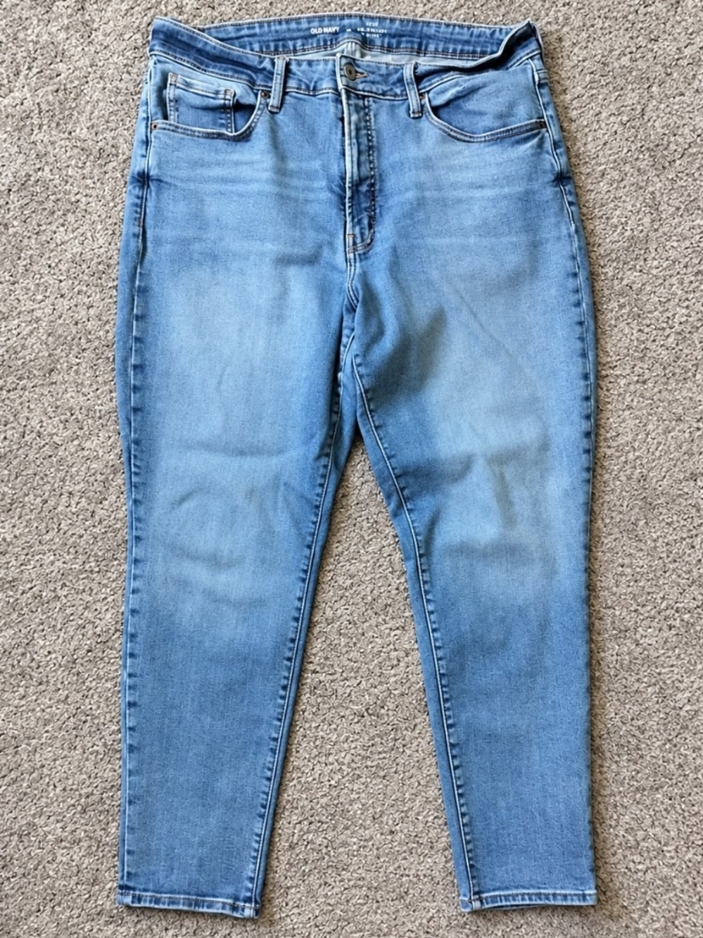 Old Navy OG Straight Jeans Womens 16 High Rise Extra Stretch Light Wash